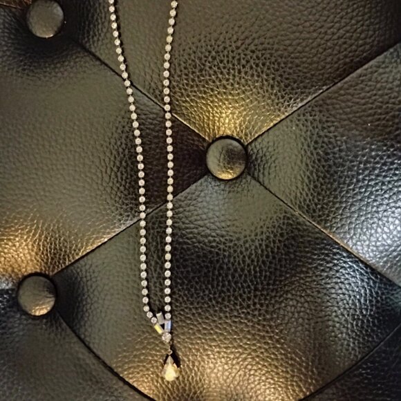 Silver tone Rhinestones Clear Sparkly Crystals Necklace Charms Pendant 7.5' - Picture 7 of 11